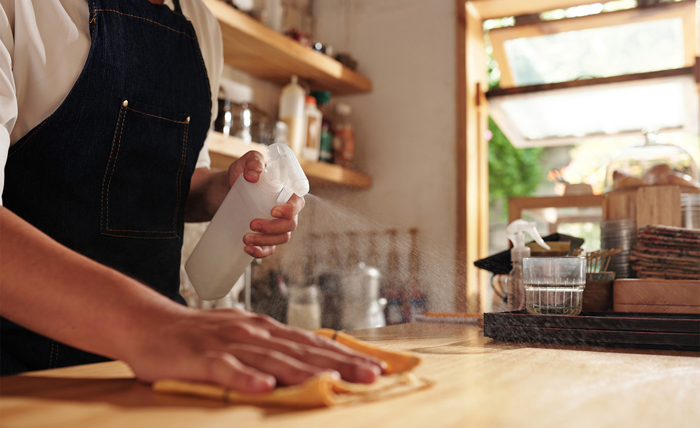 People disinfecting surfaces representing Sagentia Regulatory's Biocides services