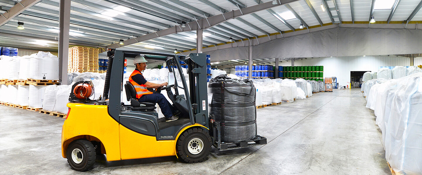 Warehouse with chemicals representing Sagentia Regulatory's TSCA compliance services