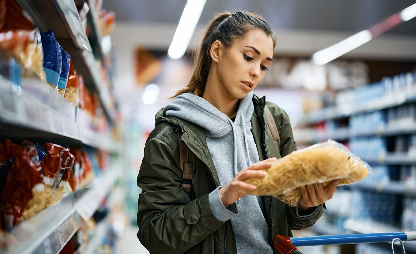 Looking at a food label, representing Leatherhead Food Research's label review and product compliance services