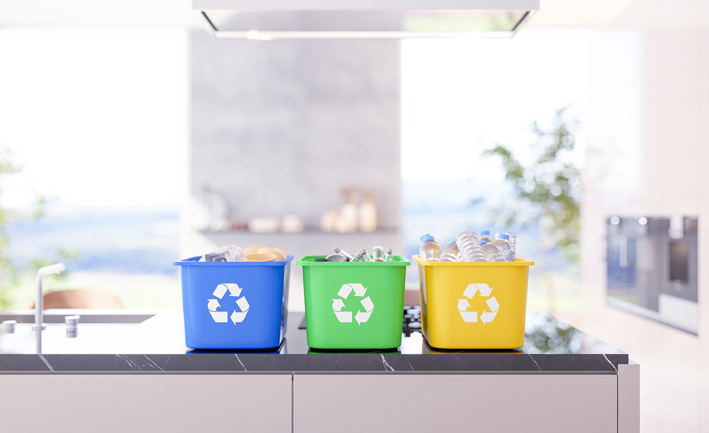 Recycle bins representing Leatherhead Food Research's Regulatory Insight Report on recycling logos