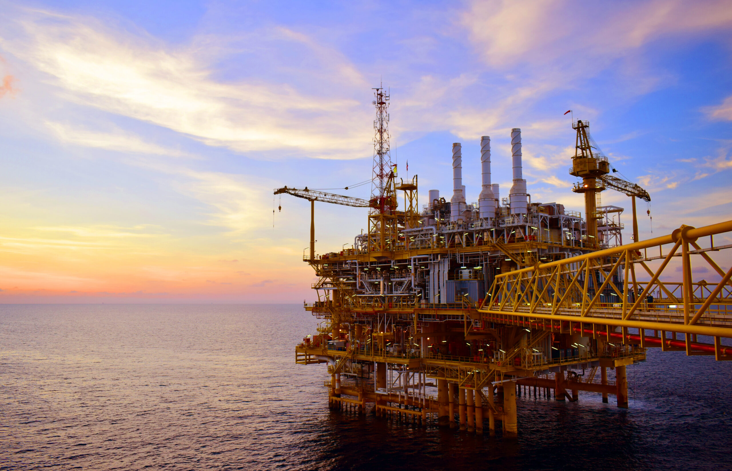 Offshore oil platform demonstrating energy market