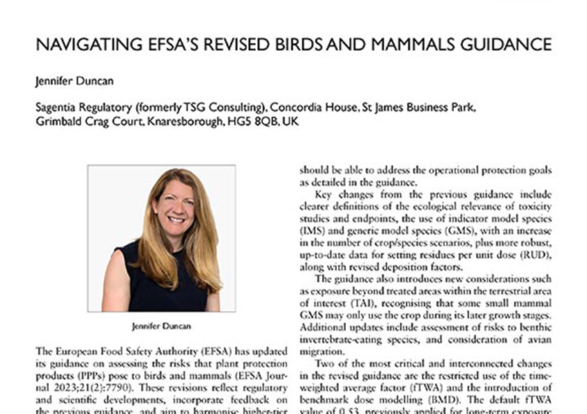 Cover of article: Navigating EFSA's revised birds and mammals guidance