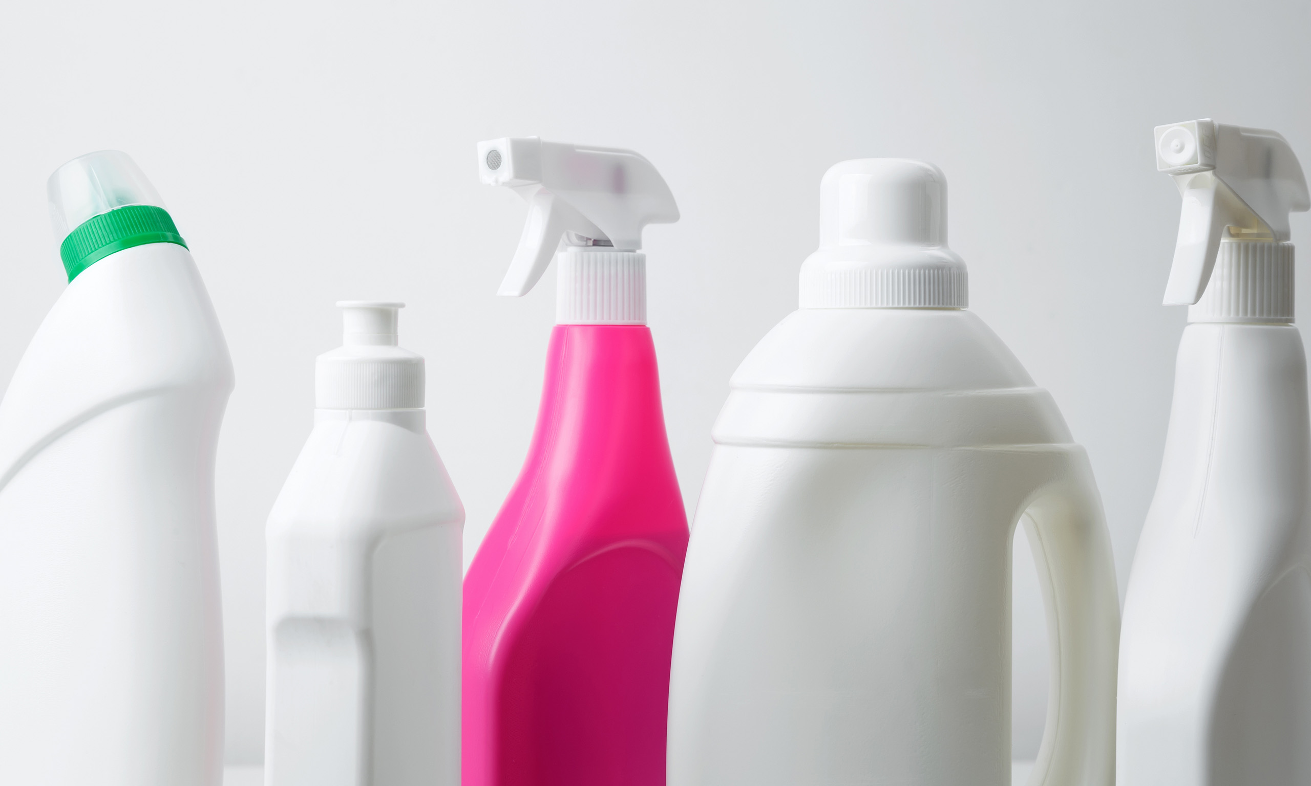 Antimicrobial pesticide bottles representing Sagentia Regulatory's pesticide registration services in USA